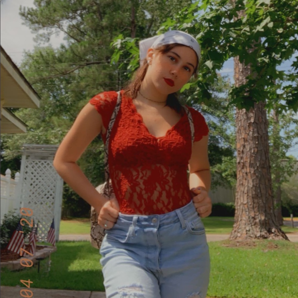 Red lace bodysuit